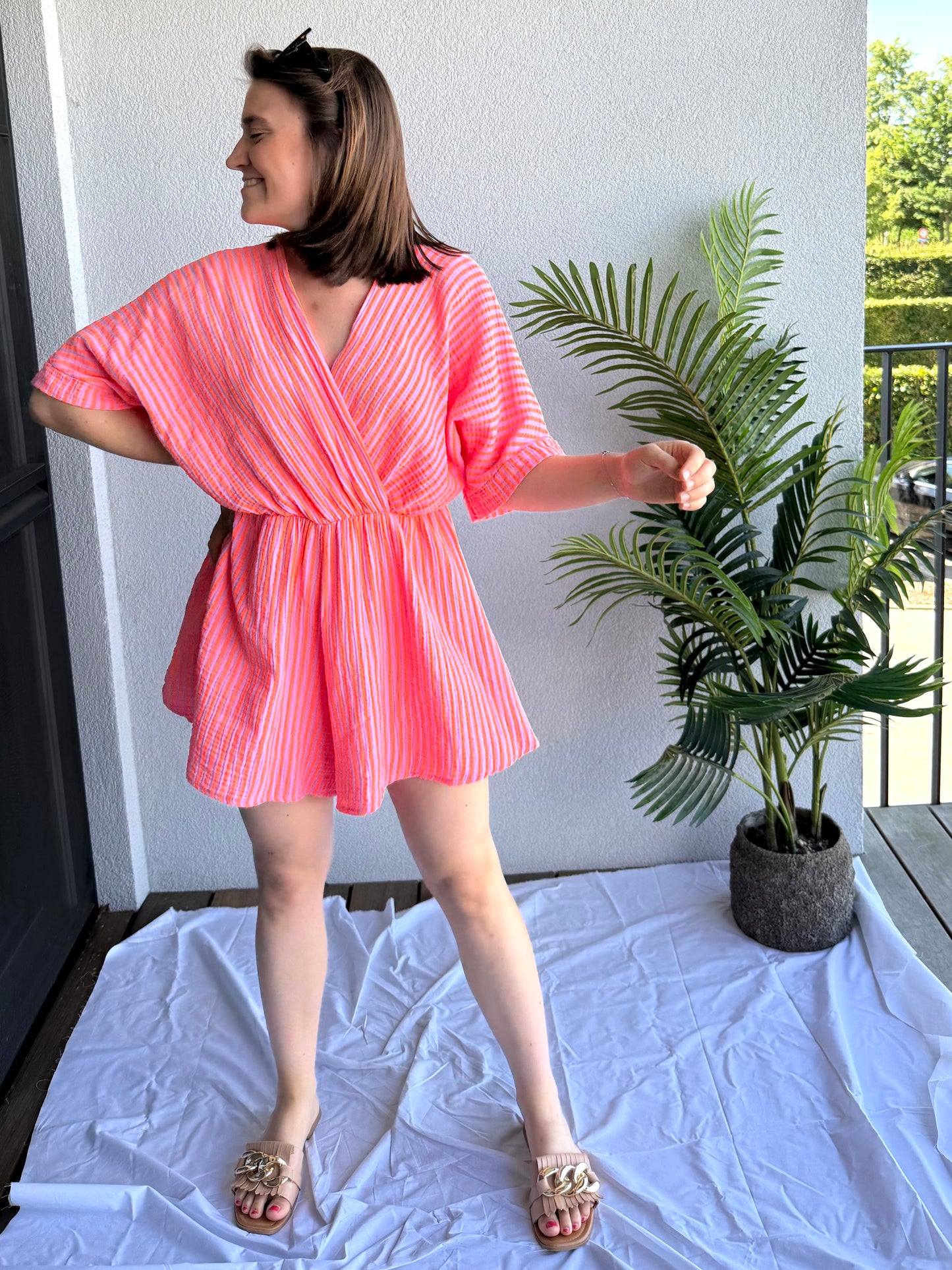 Nina Playsuit Bright Pink/Orange TU