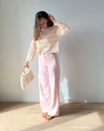Only Asa knit gehaakt geel-roze