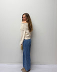 Only Luna Off the shoulder trui Beige