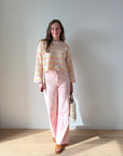 Only Asa knit gehaakt geel-roze