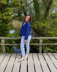 ICHI Linno blouse blauw