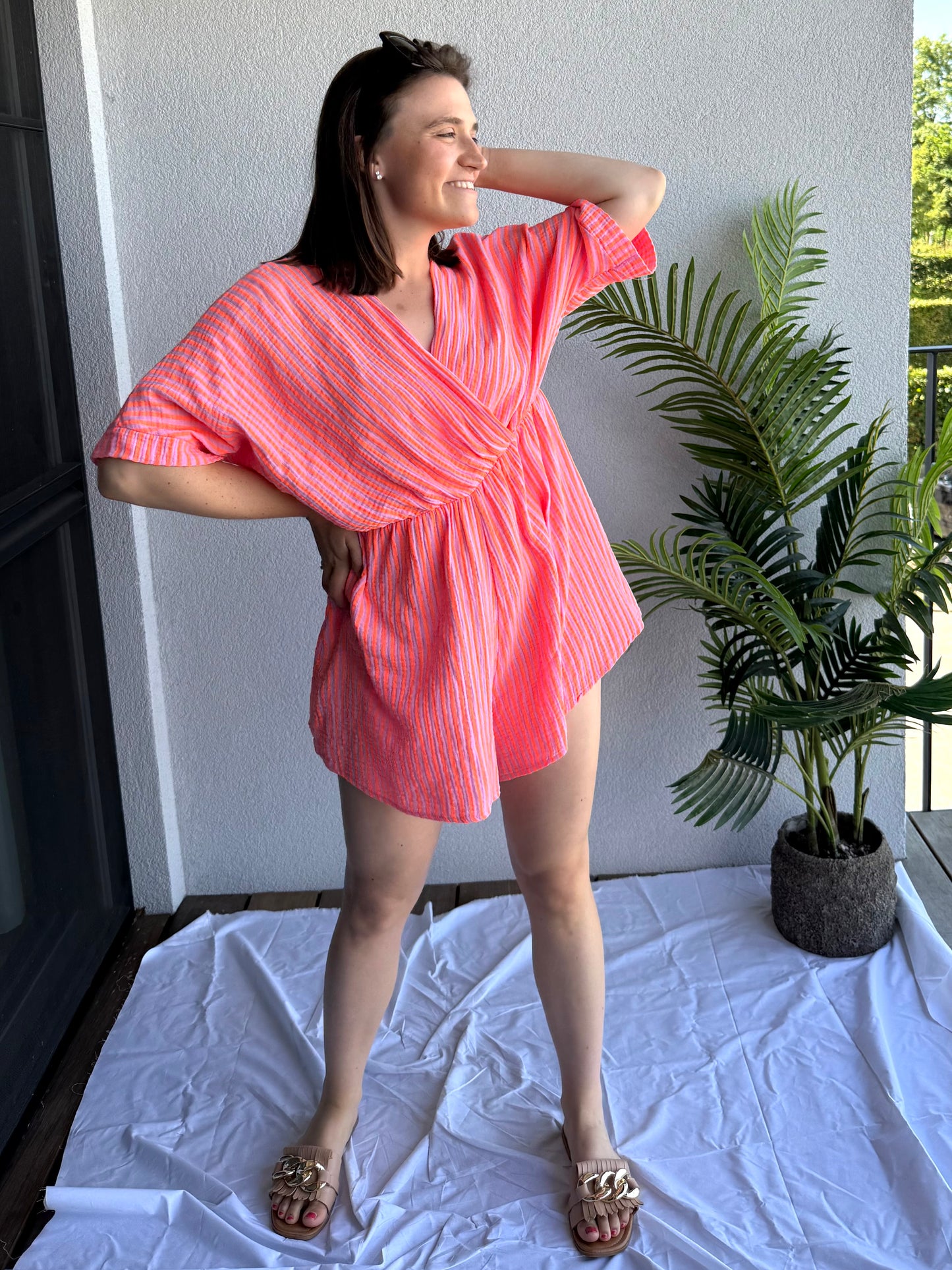 Nina Playsuit Bright Pink/Orange TU