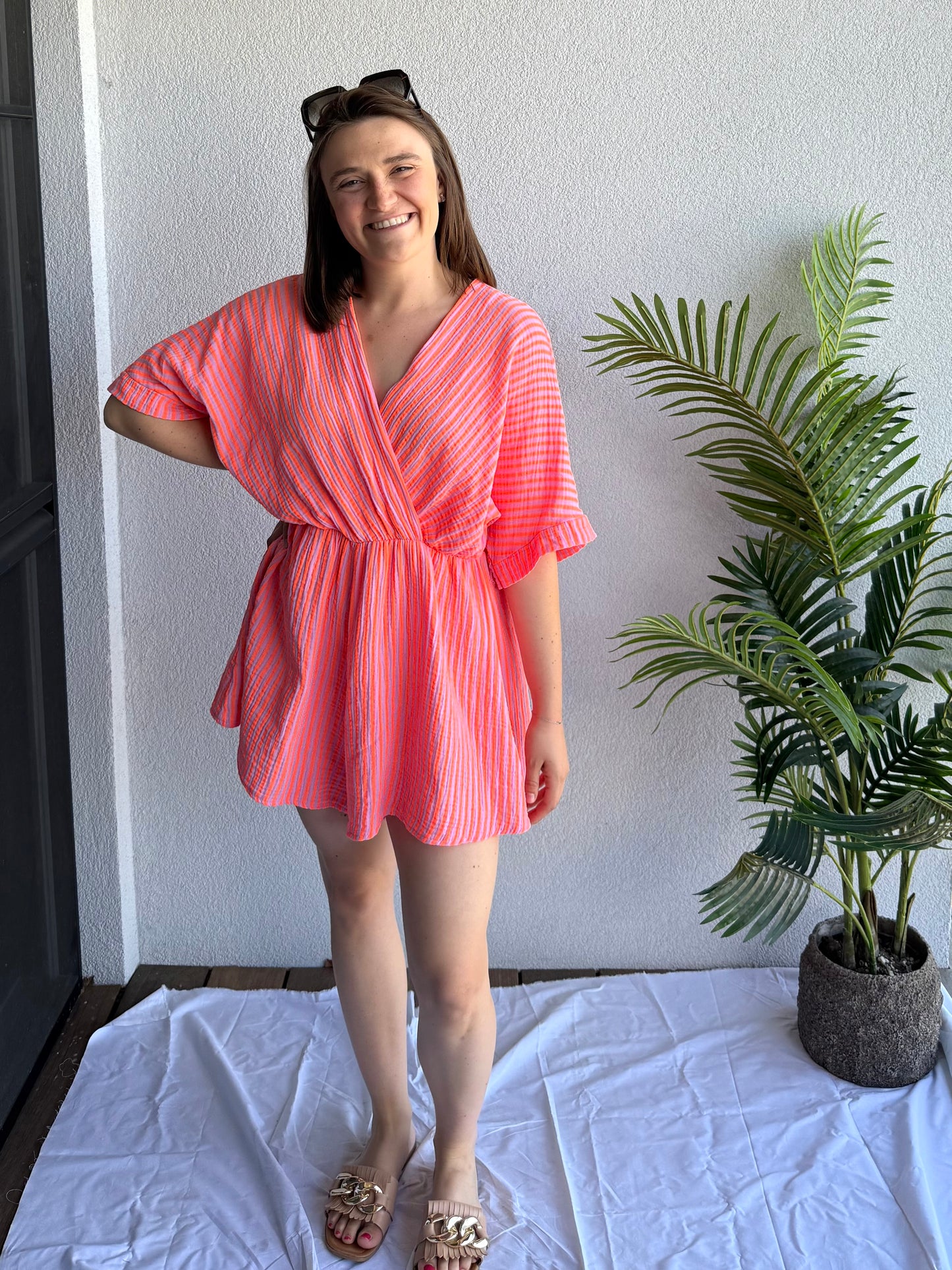 Nina Playsuit Bright Pink/Orange TU
