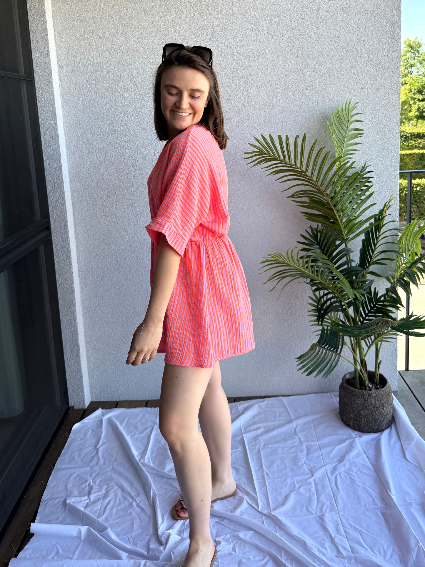 Nina Playsuit Bright Pink/Orange TU