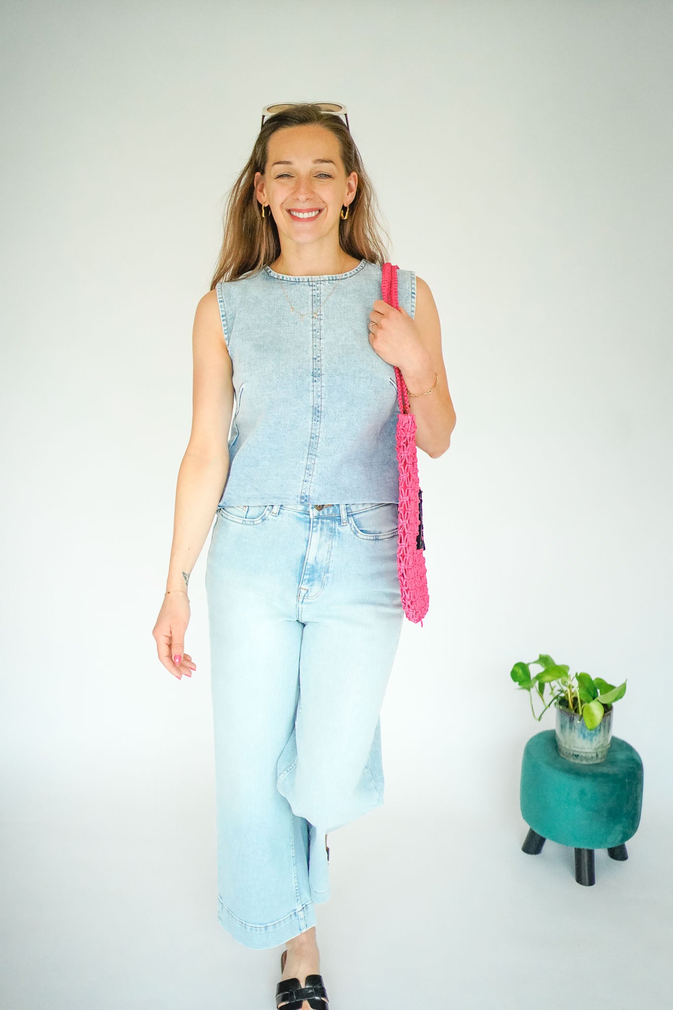 Ichi Harmios Pants Light Blue washed