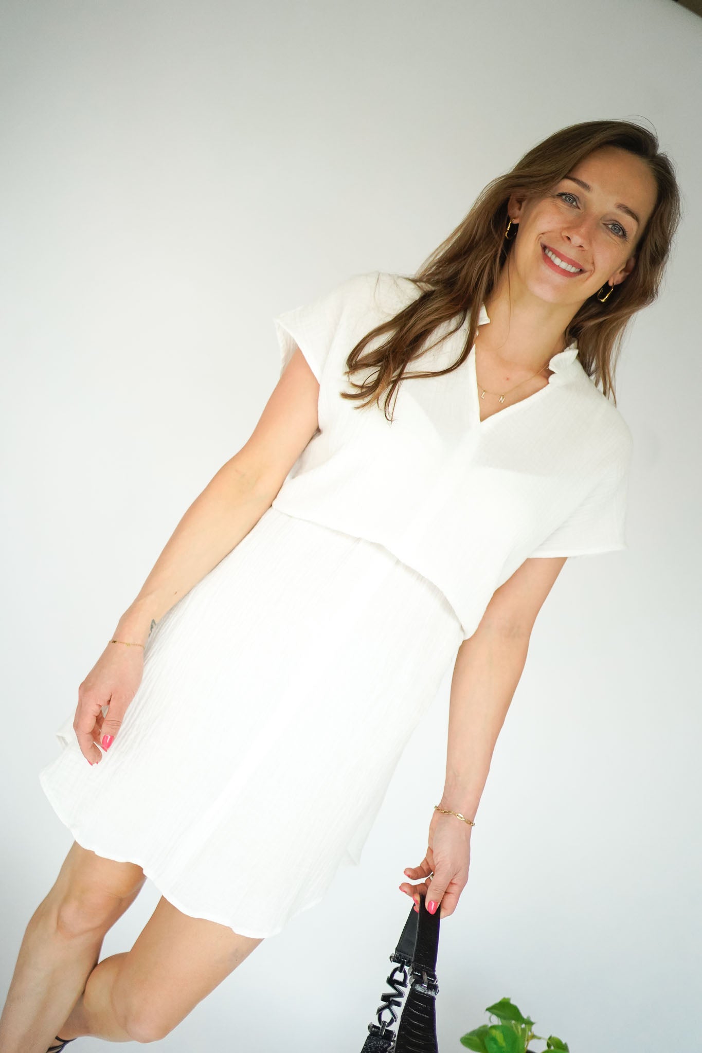 JDY Theis V-Neck Tetra Dress White
