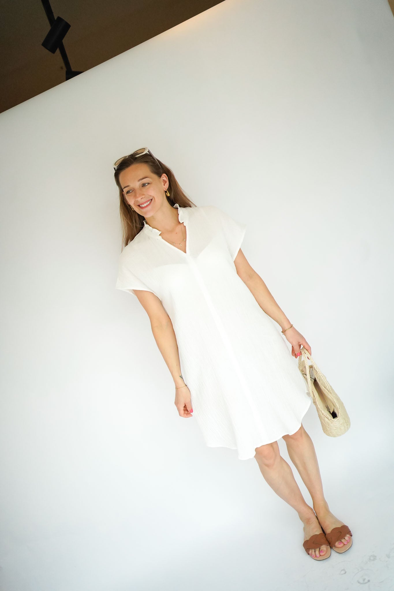 JDY Theis V-Neck Tetra Dress White