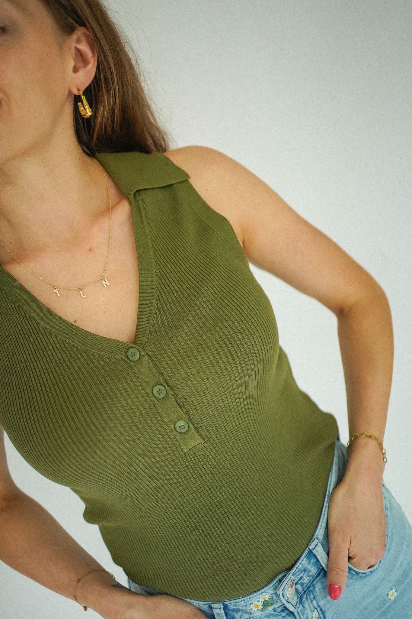 JDY Nanna Collar Top Green