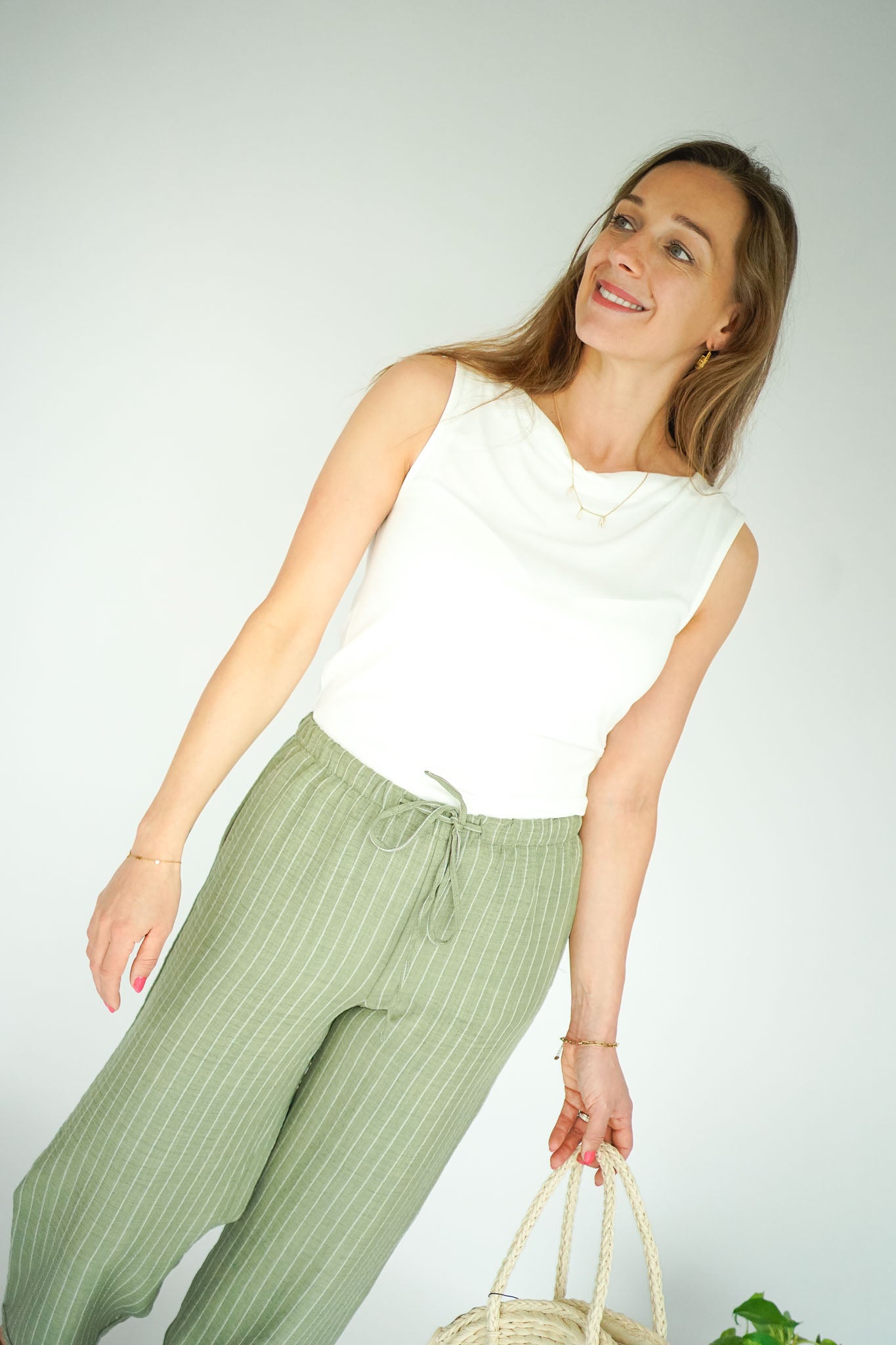 Only Draping Neck Top White