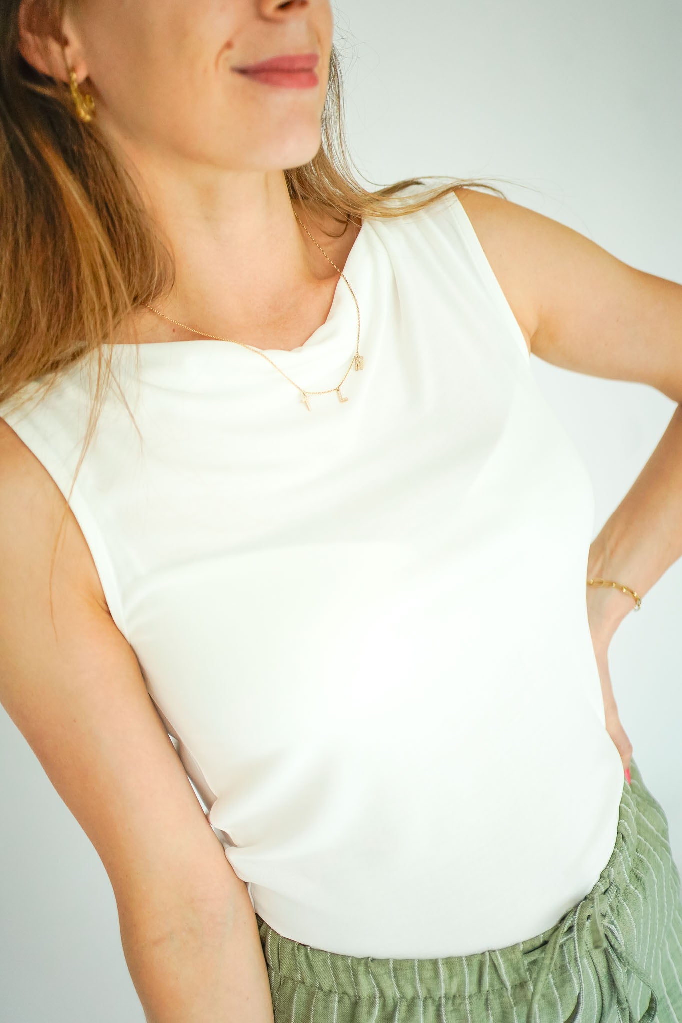 Only Draping Neck Top White