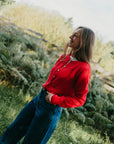 Red cardigan