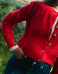 Red cardigan