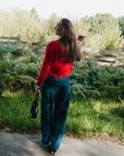 Red cardigan