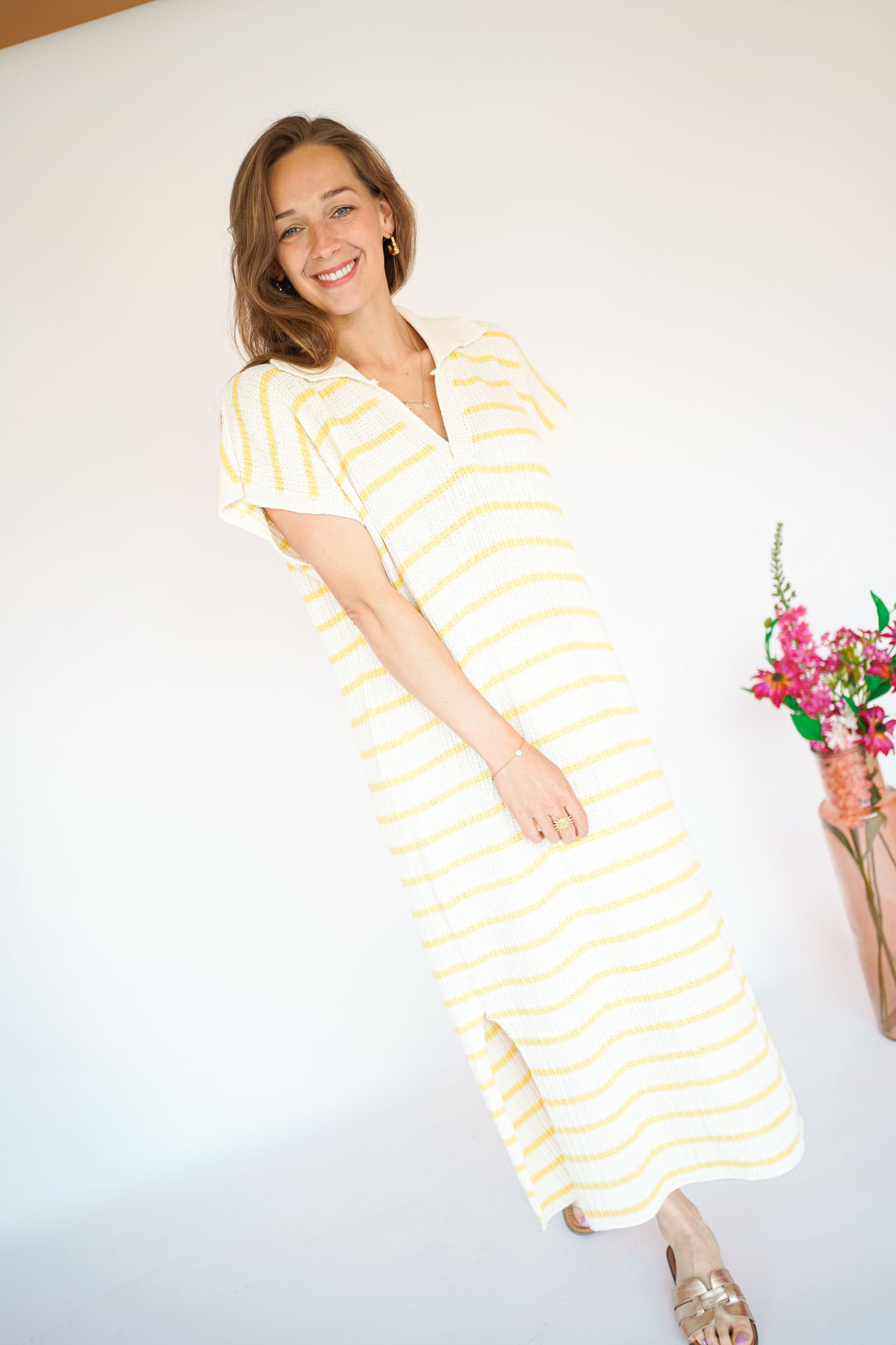 Lyna Dress Ecru/Yellow