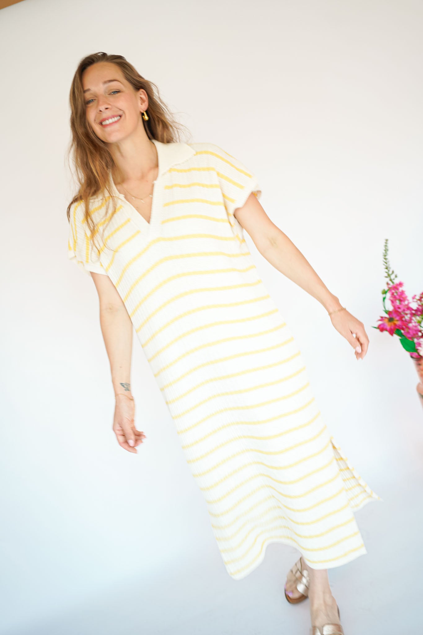 Lyna Dress Ecru/Yellow
