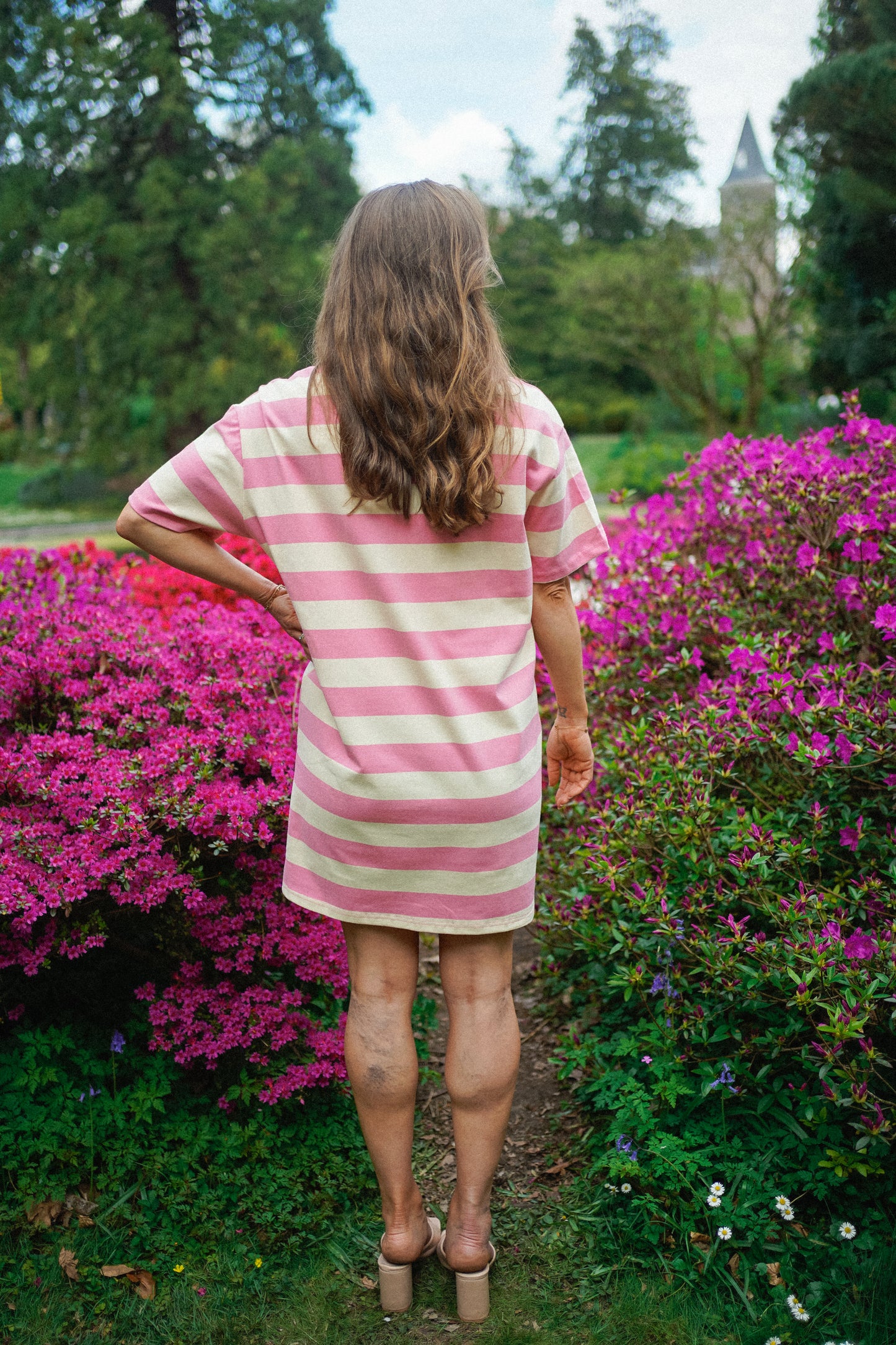 Daphne Striped Dress Pink