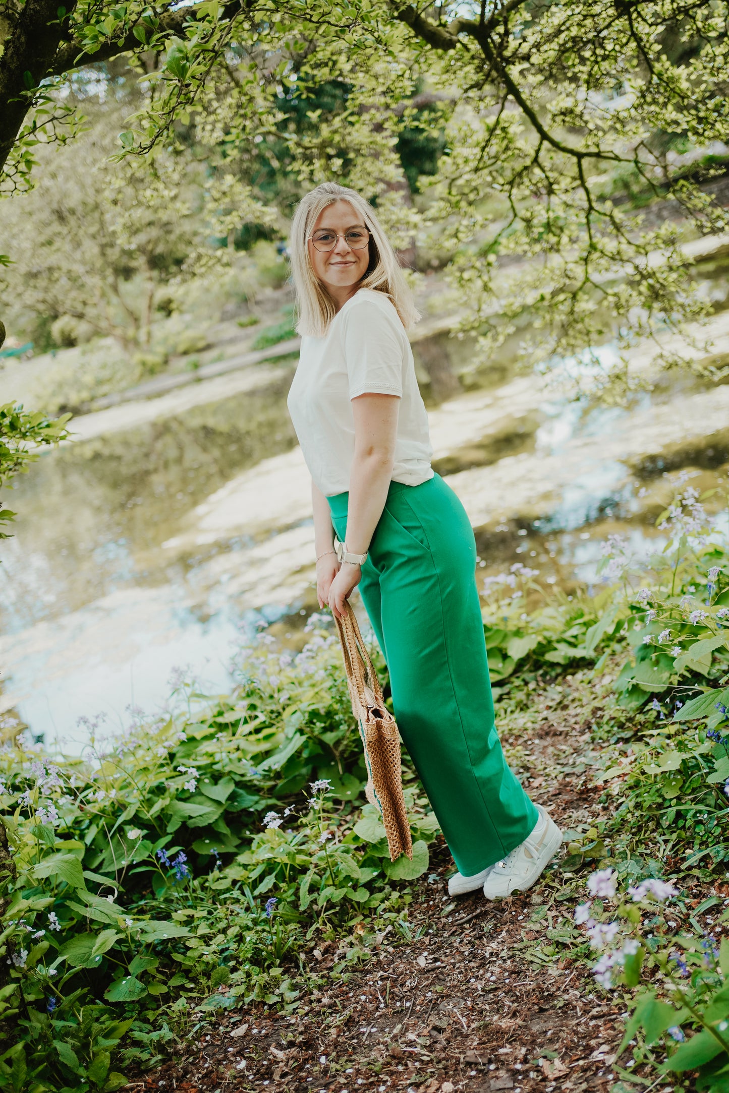 Ichi Kate Denim Pants Green