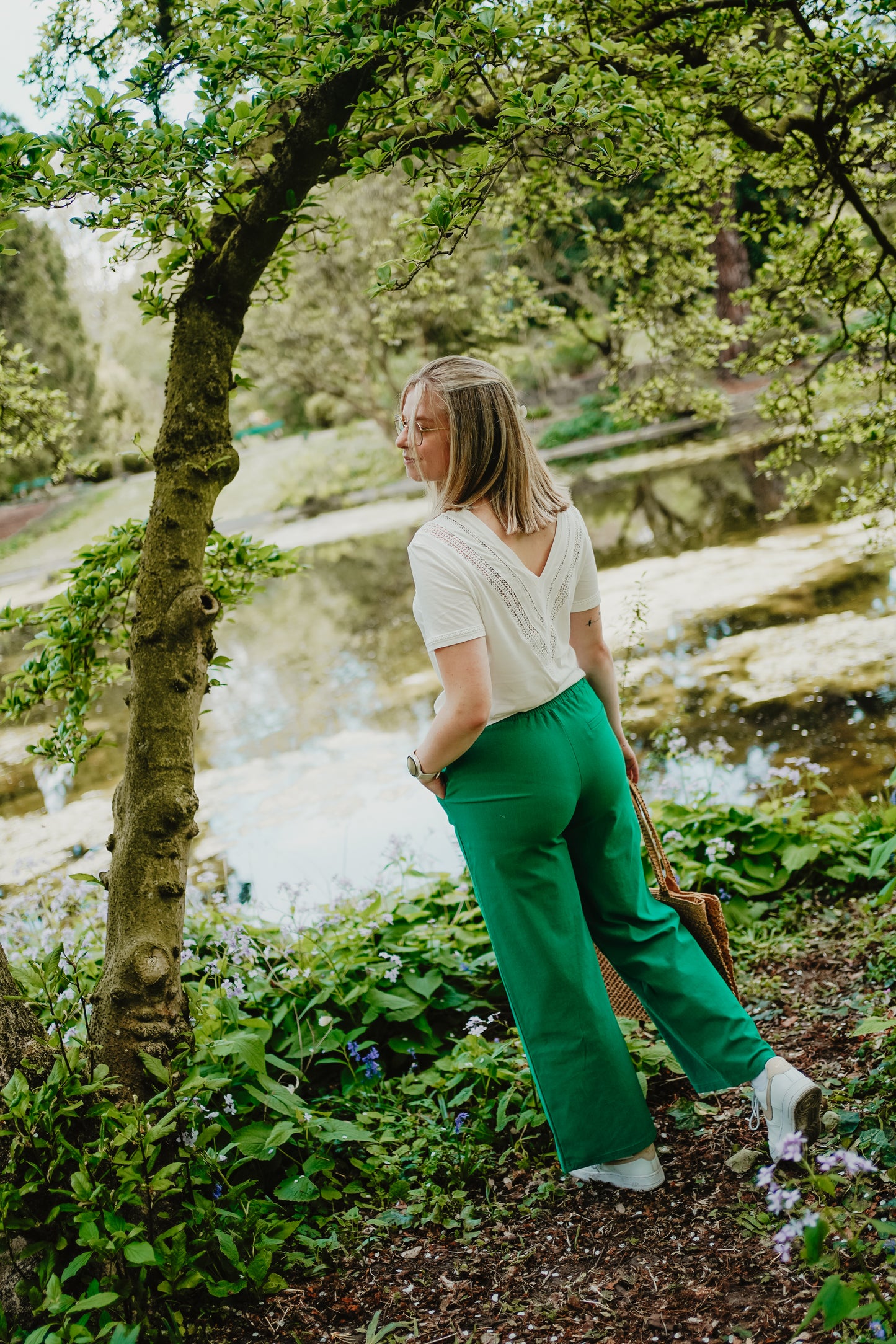 Ichi Kate Denim Pants Green