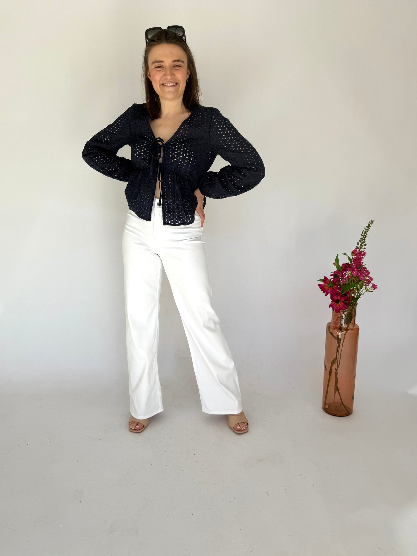 JDY Sunny Embroidery Blue top