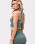 Washed seamless high neck bra Green