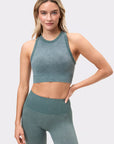 Washed seamless high neck bra Green