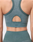 Washed seamless high neck bra Green