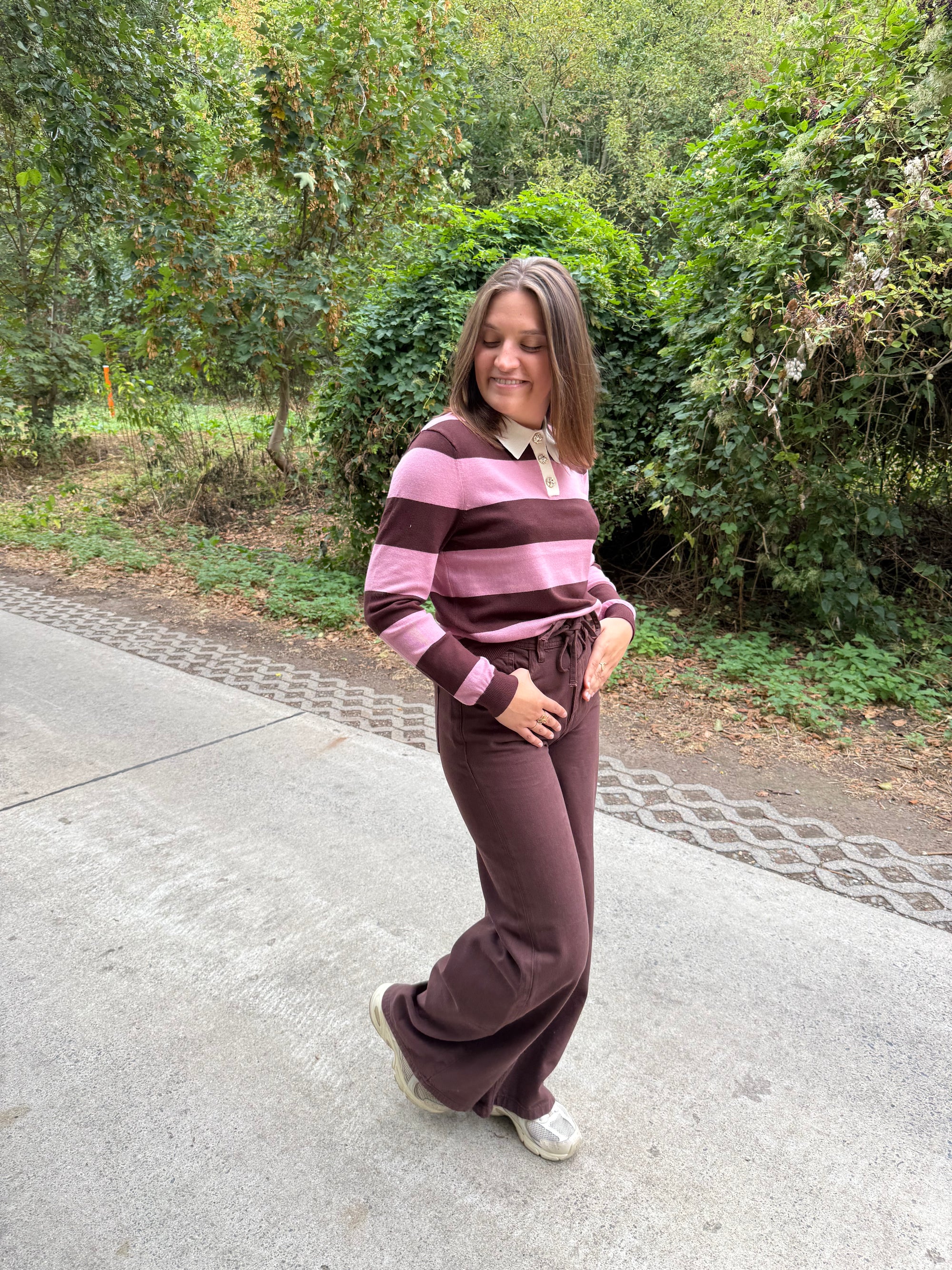JDY Melany polo knit Bruin/ Roze