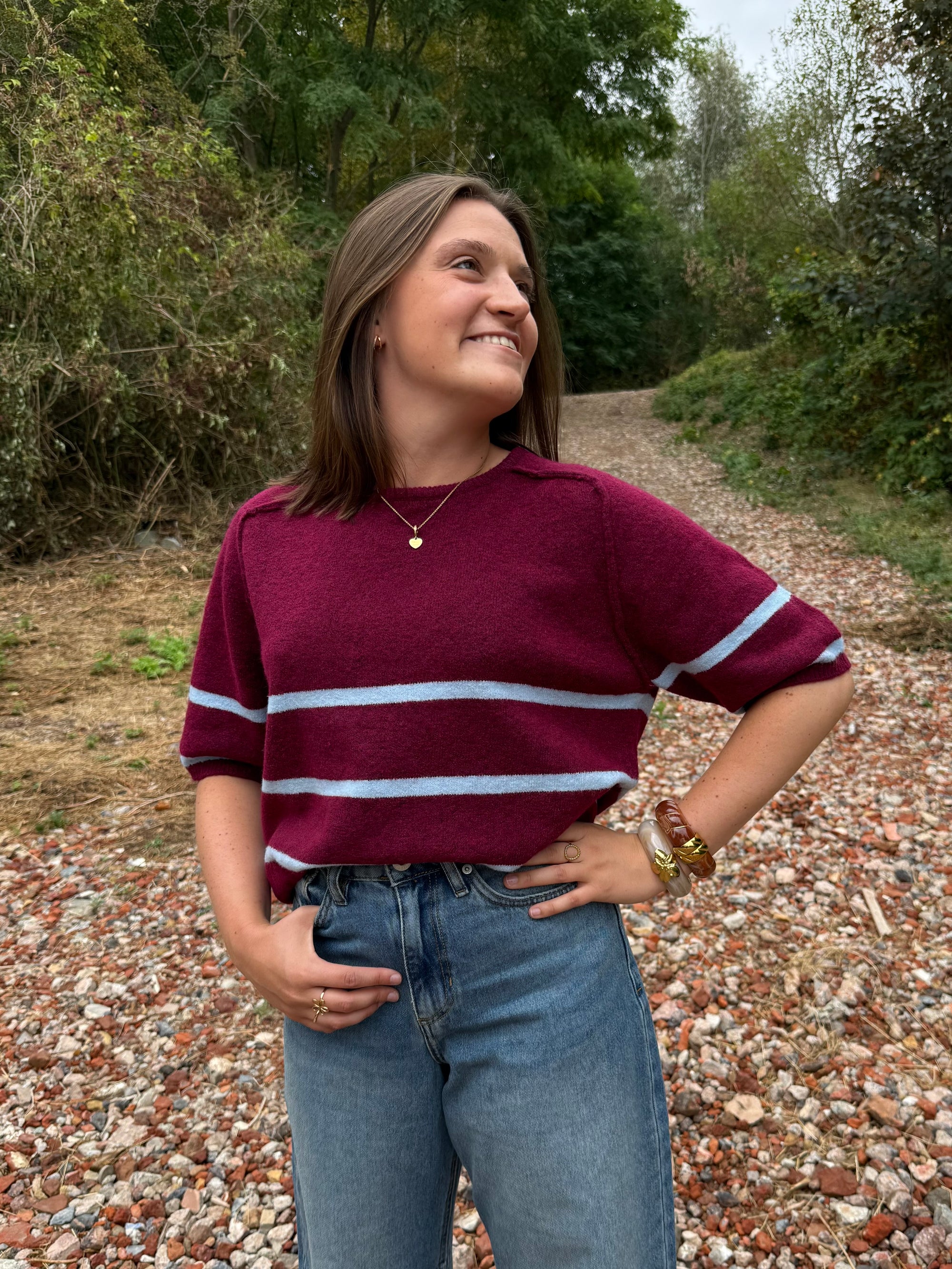 Ichi Dasila knit bordeaux blauw