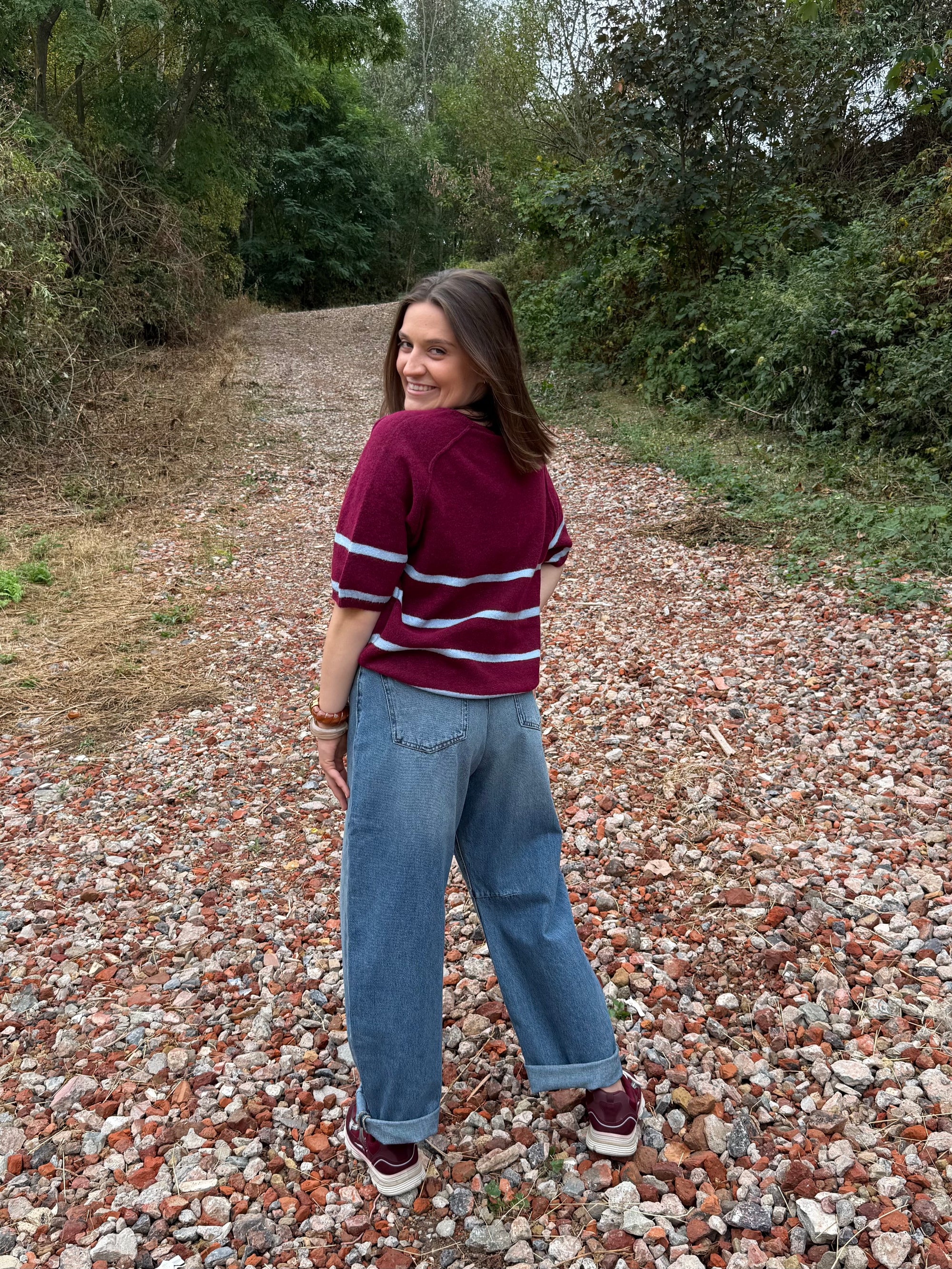 Ichi Dasila knit bordeaux blauw