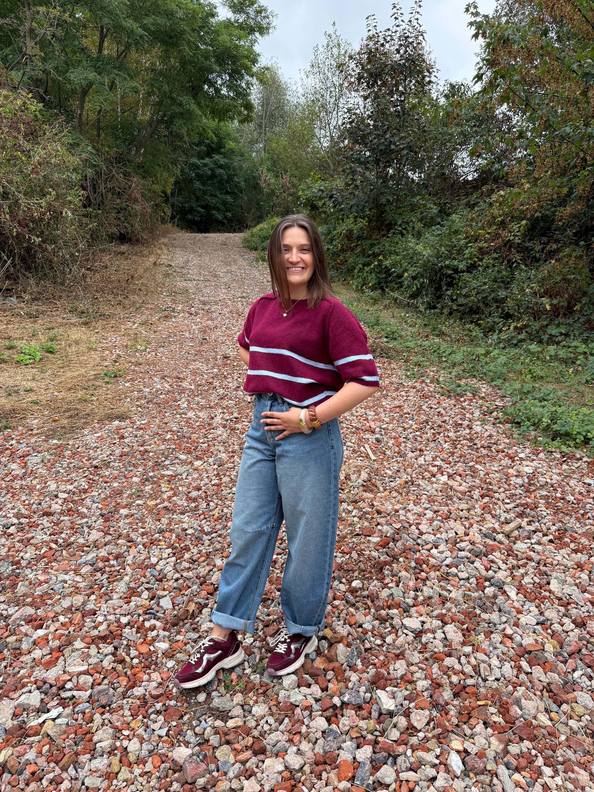 Ichi Dasila knit bordeaux blauw