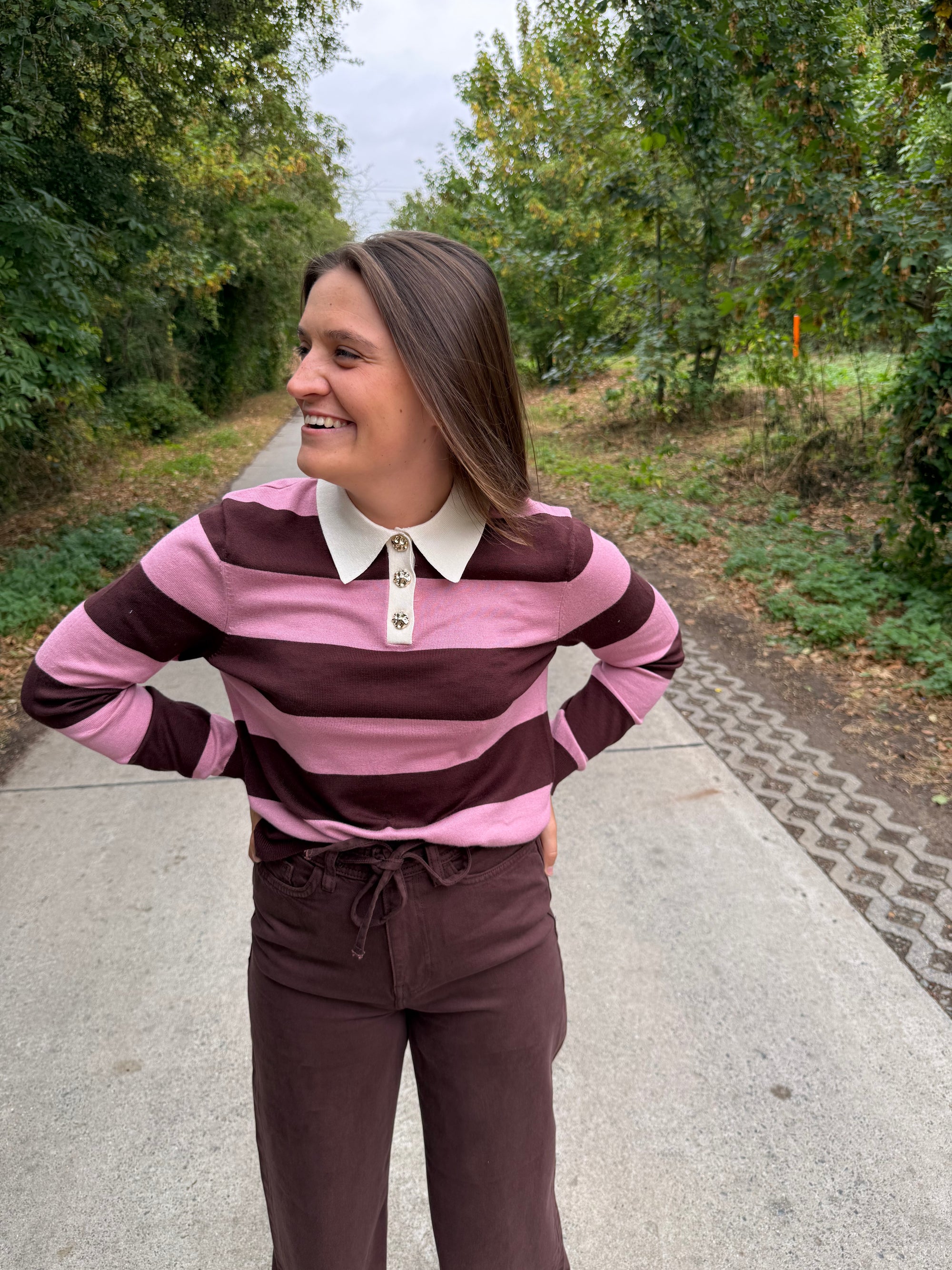 JDY Melany polo knit Bruin/ Roze