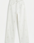 Liza White flower jeans