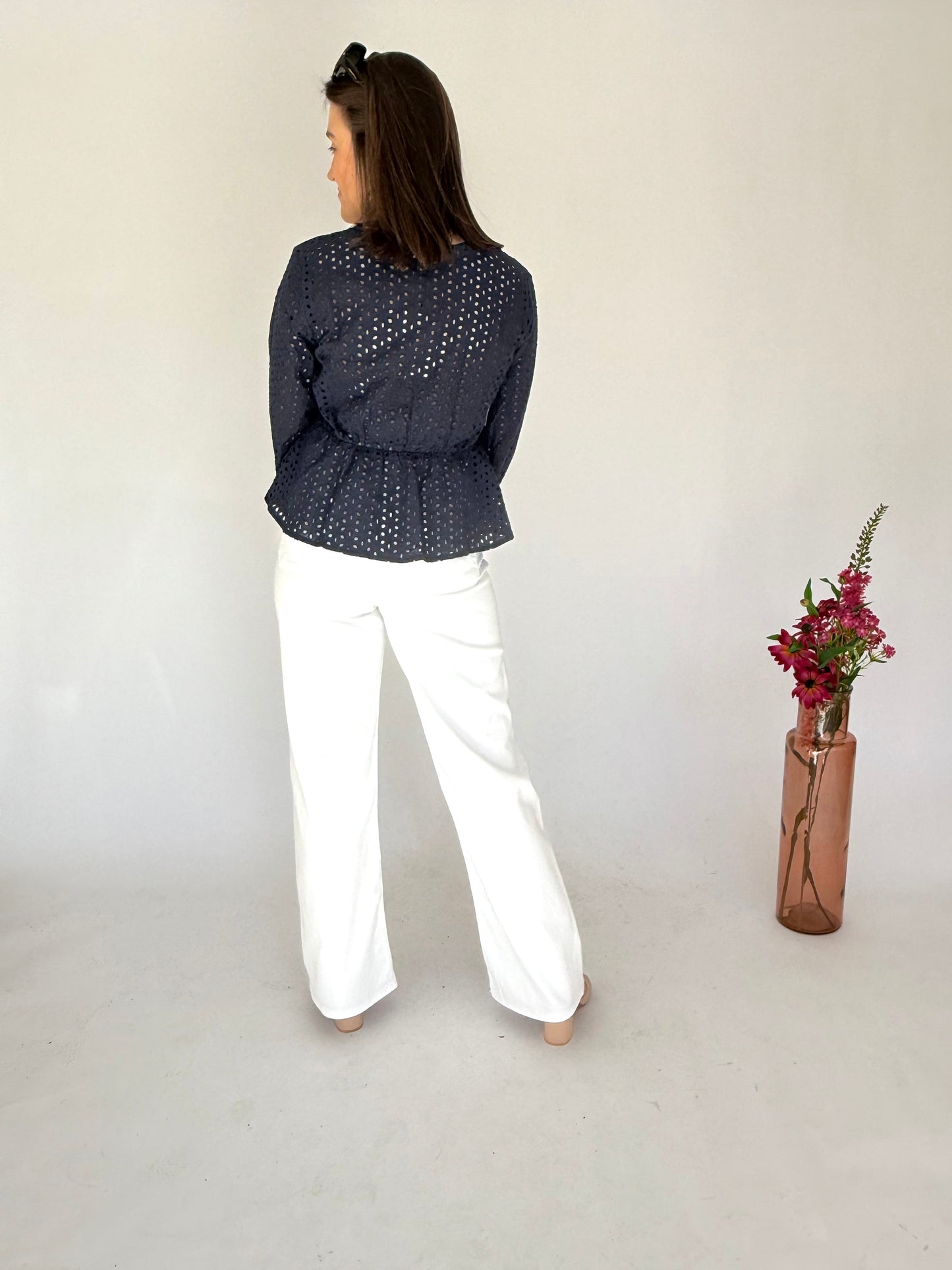 JDY Sunny Embroidery Blue top
