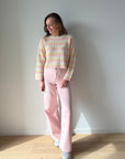 Only Asa knit gehaakt geel-roze
