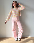 Only Asa knit gehaakt geel-roze