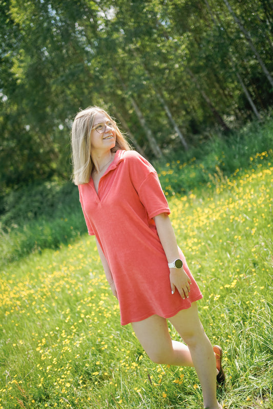 JDY Terry Dress Coral