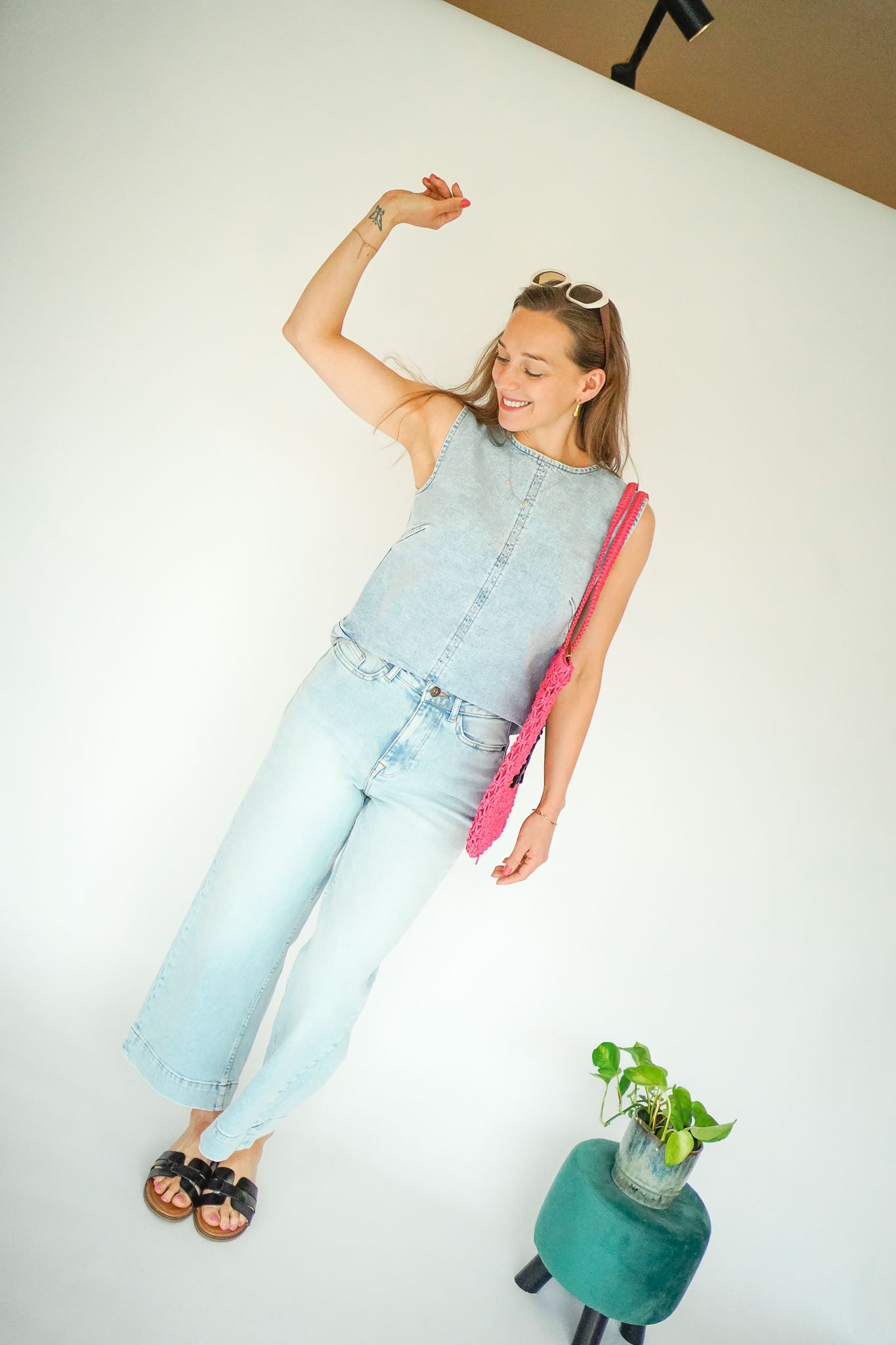 Ichi Harmios Top Light Blue Washed