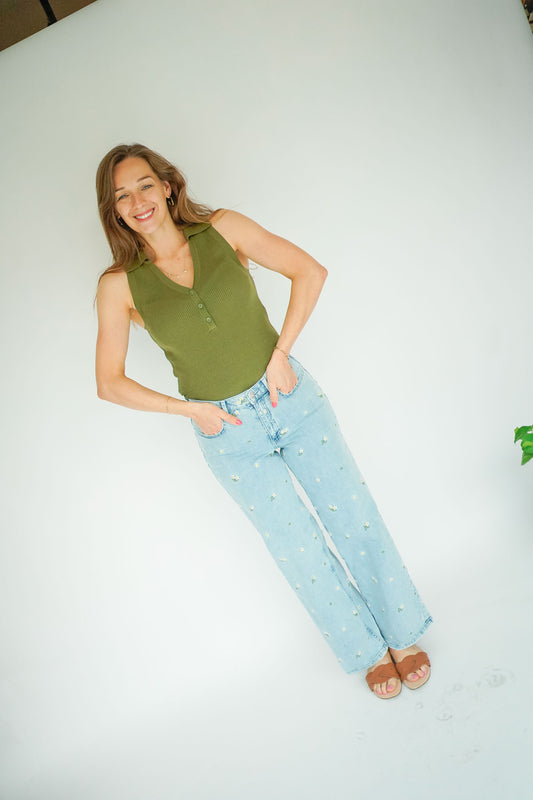 Only Juicy HW Wide Jeans Flowers