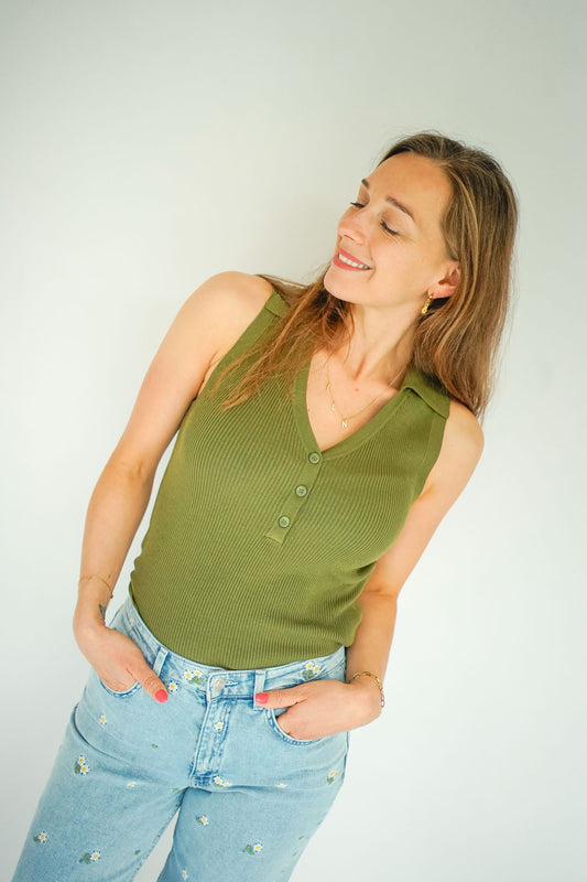 JDY Nanna Collar Top Green