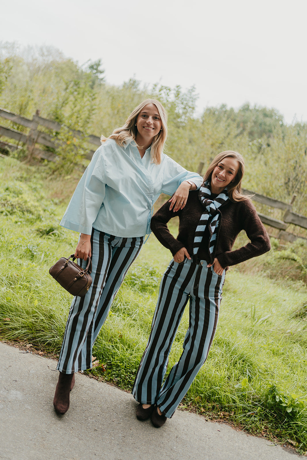 Striped pants blauw/bruin