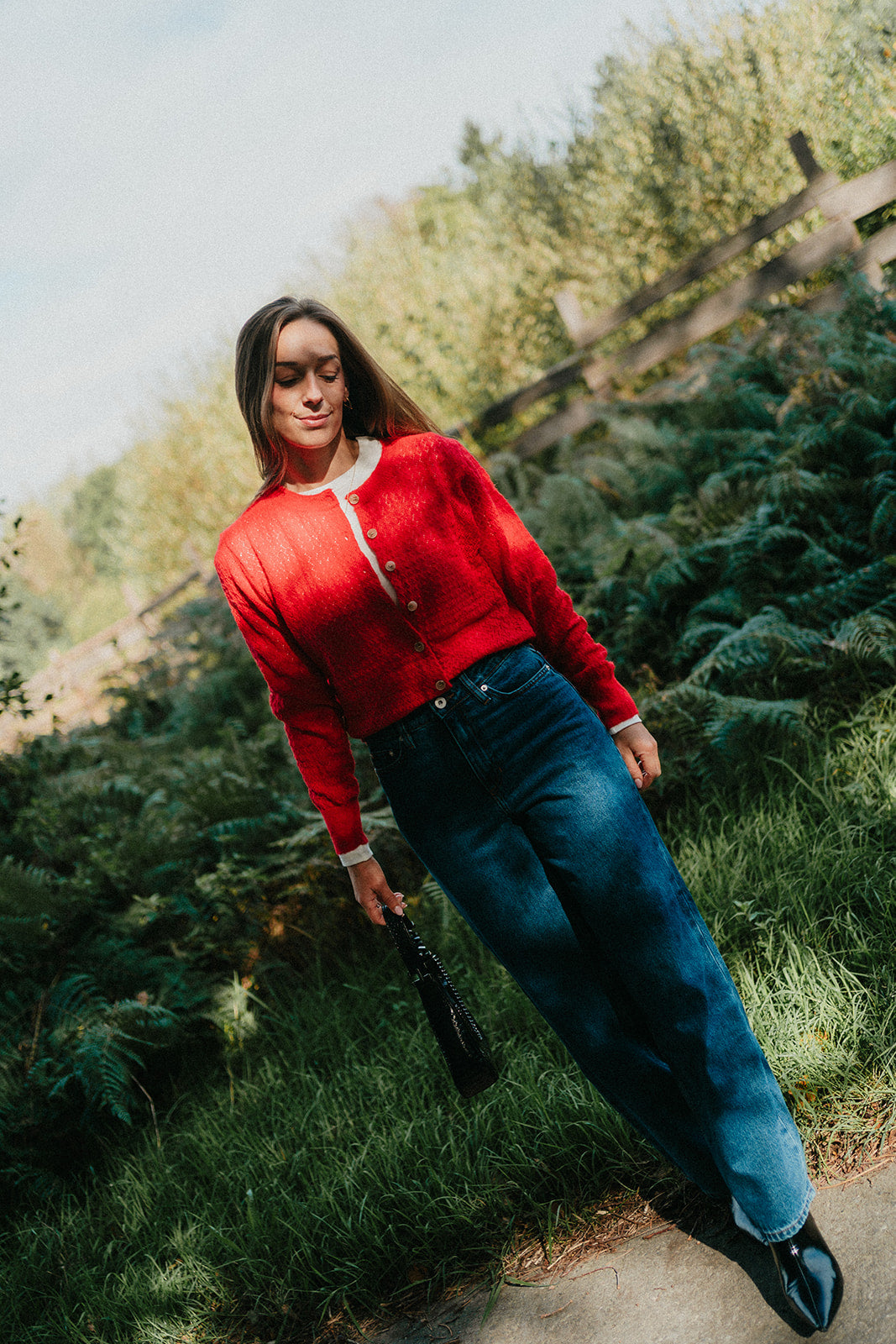 Red cardigan