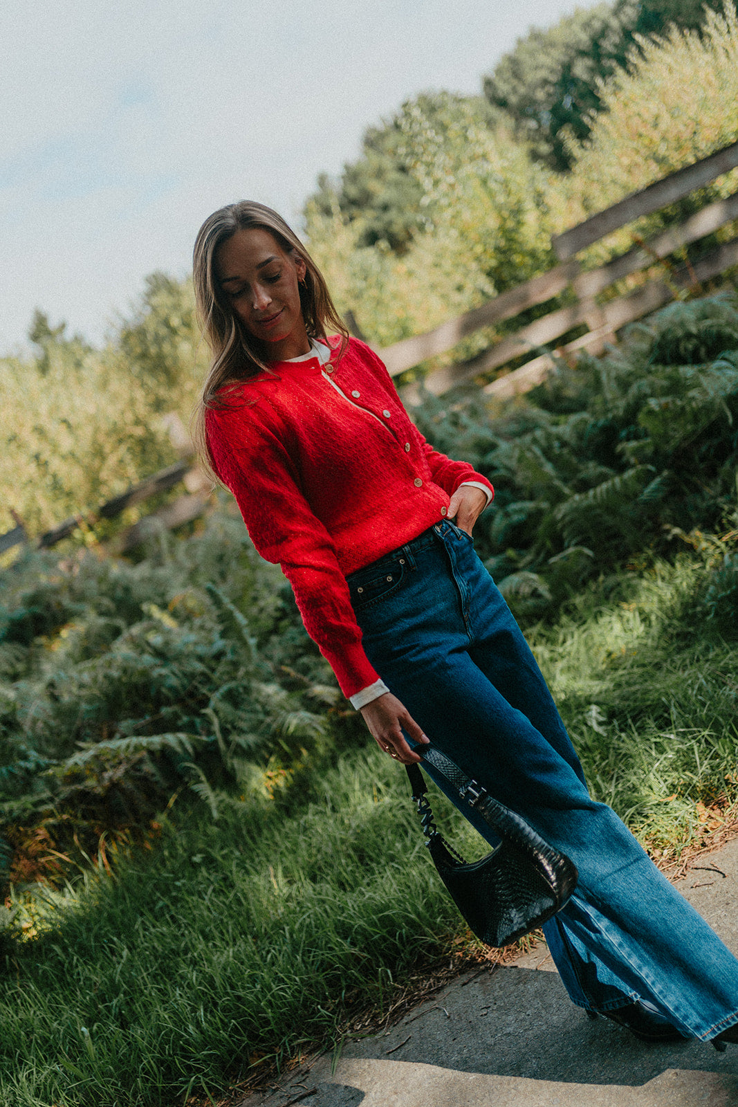 Red cardigan