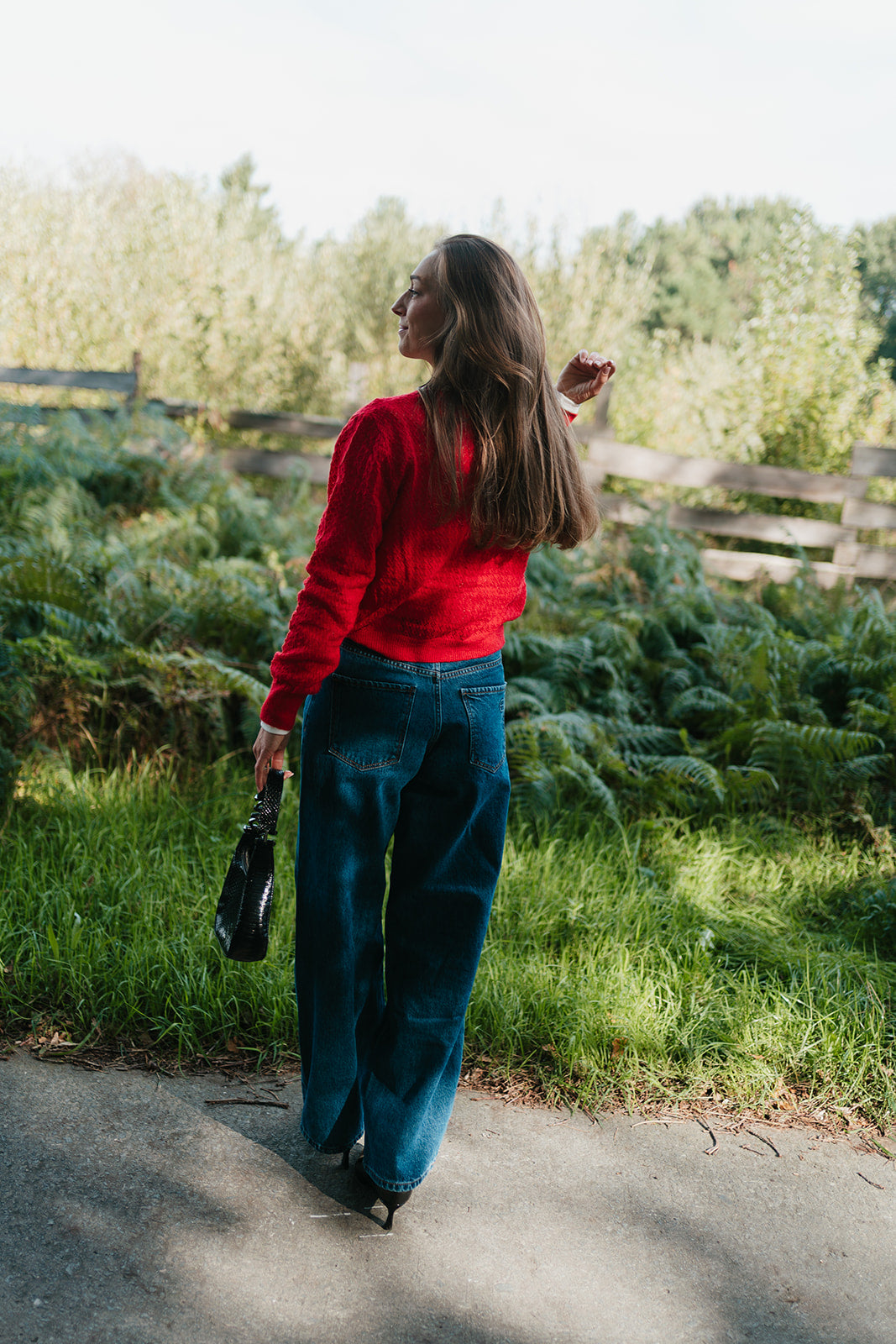 Red cardigan