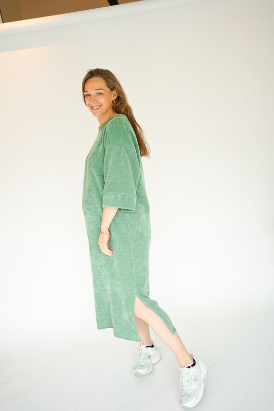 maud badstof jurk groen