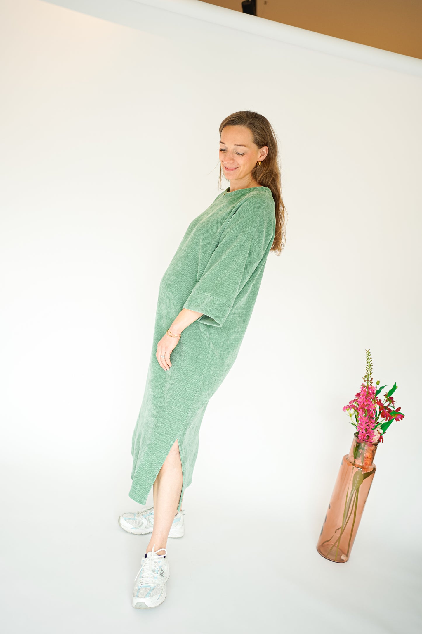 maud badstof jurk groen