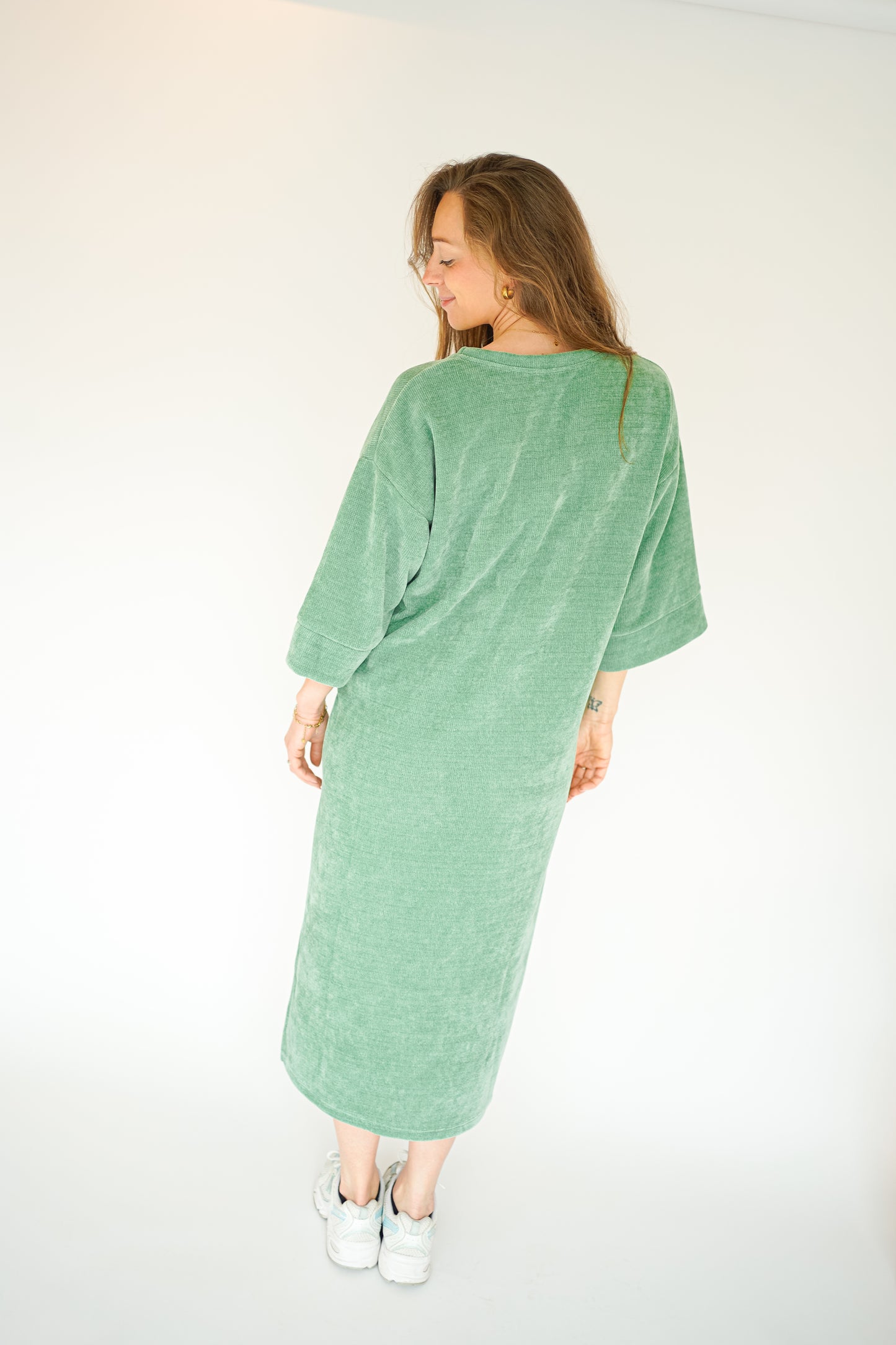 maud badstof jurk groen