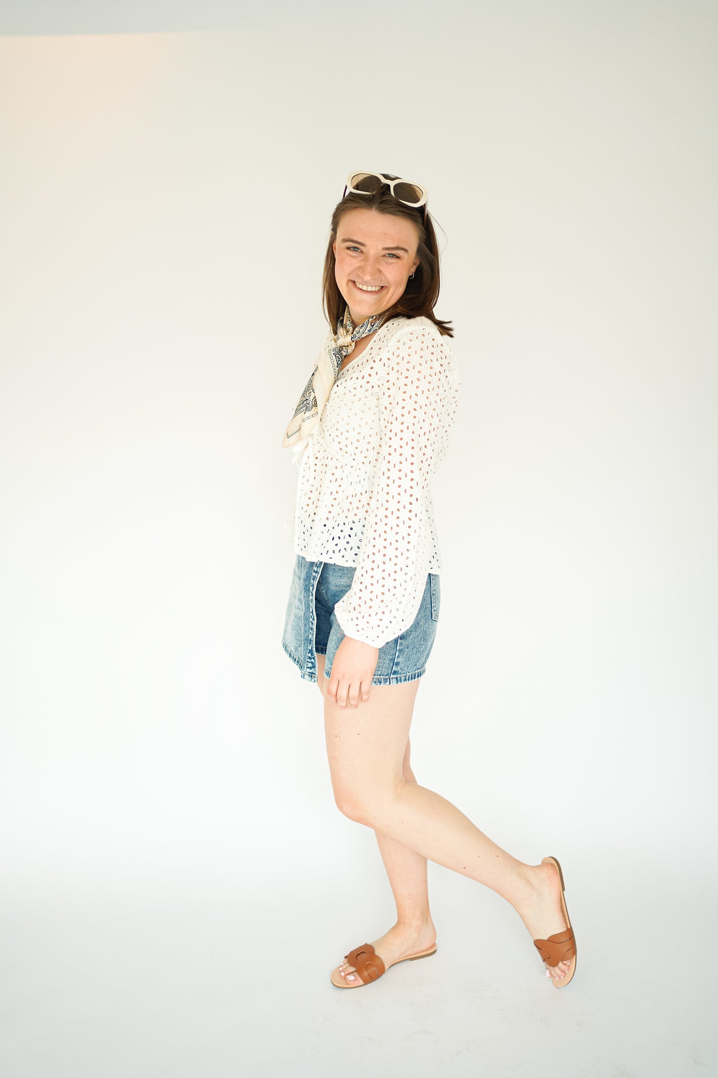 JDY Sunny Embroidery White Top