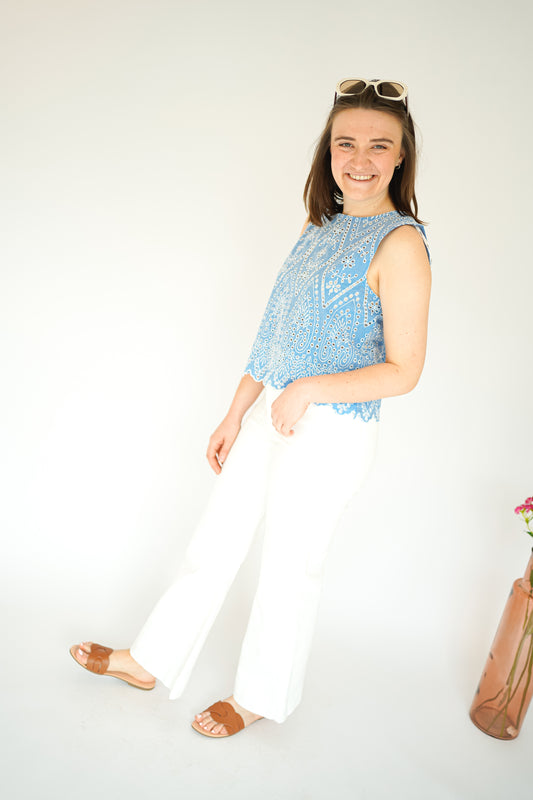 Only Tulum Embrodierie Top Blue