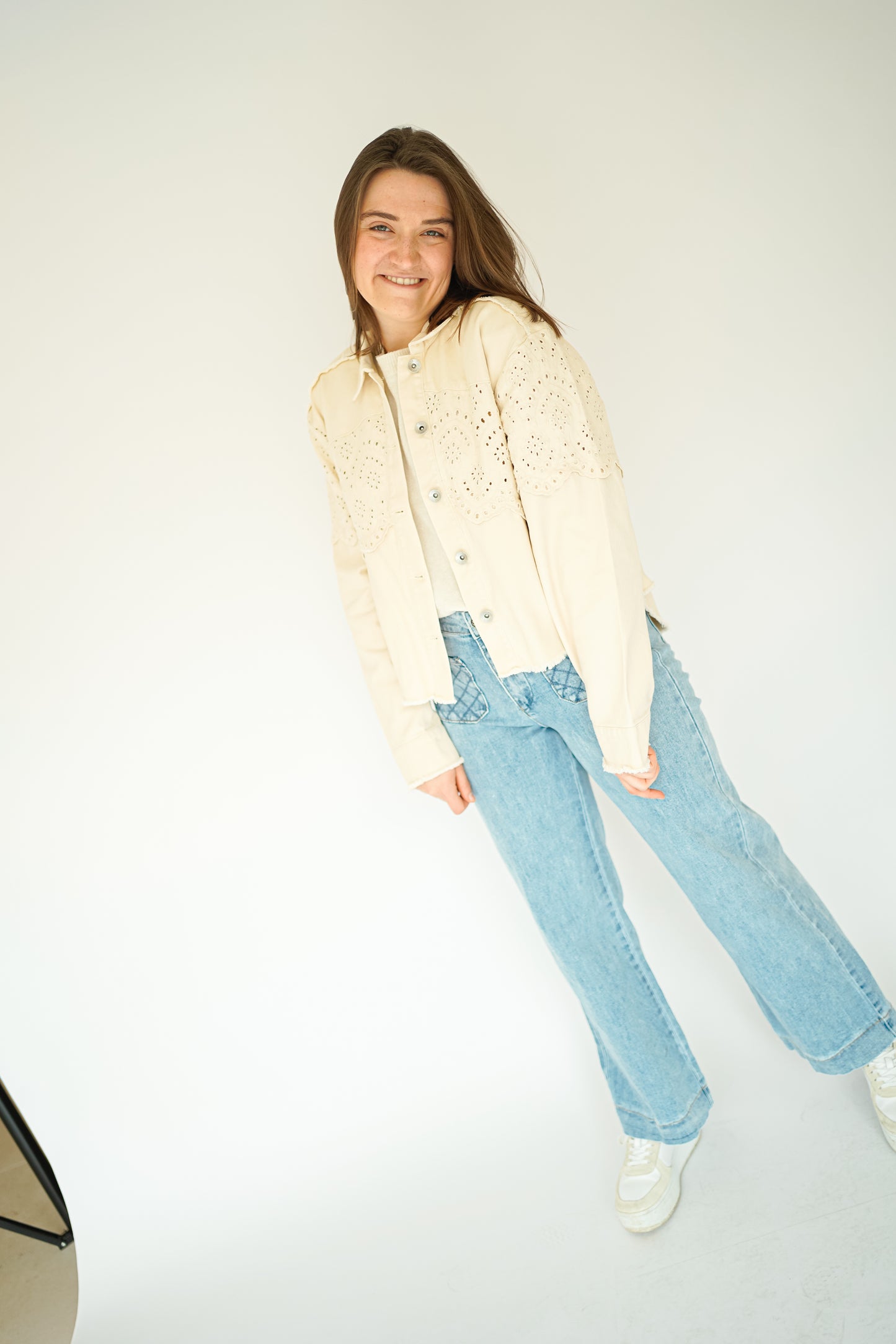 Only Elena Crochet Jacket Light Beige