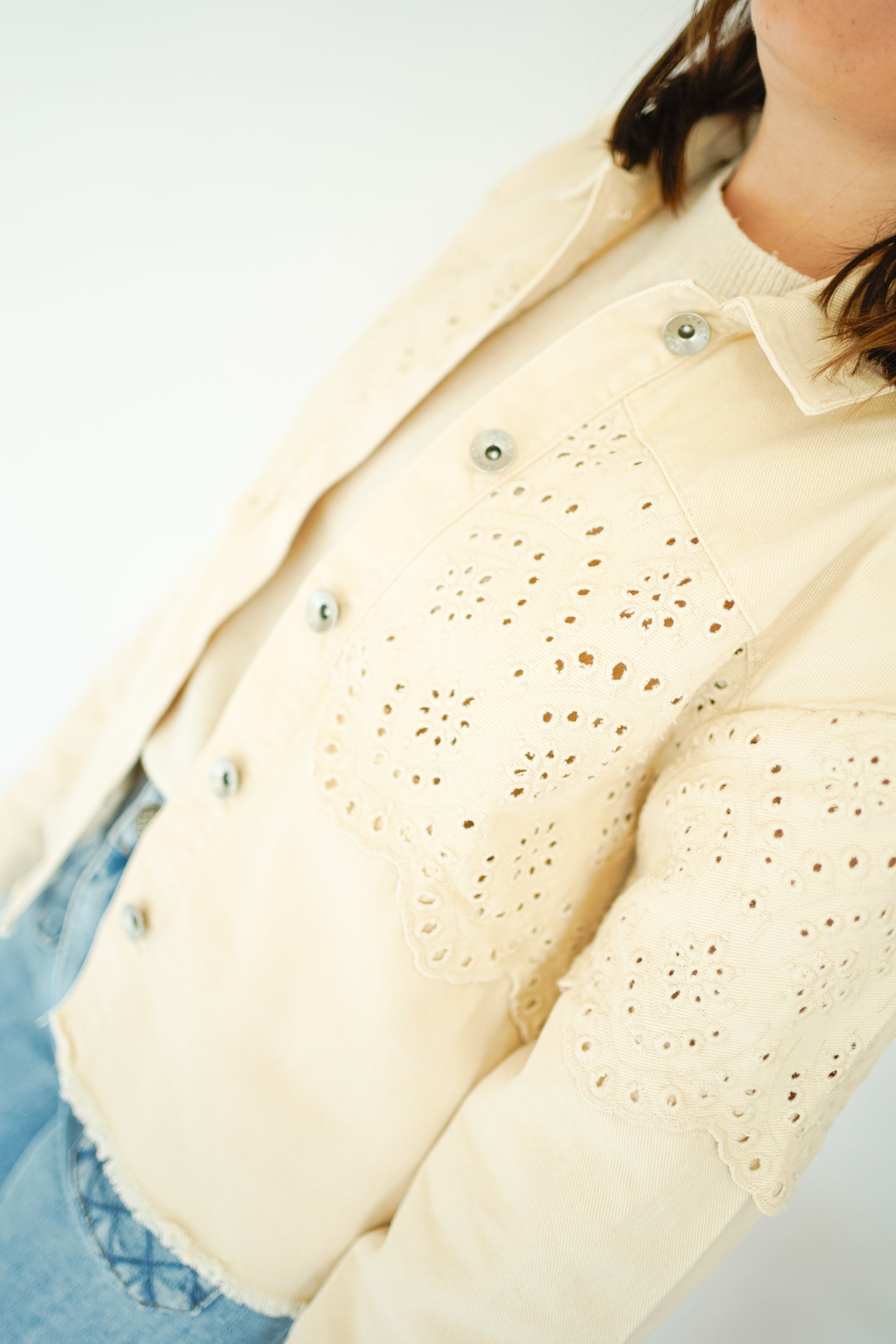 Only Elena Crochet Jacket Light Beige